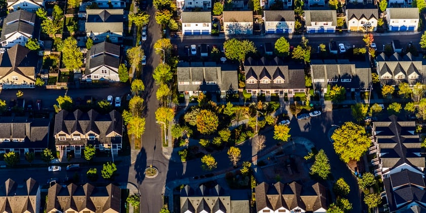 Aerial view of Seattle neighborhood, Washington, United States