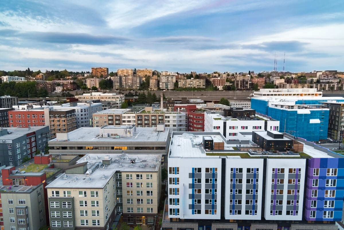 Modern generic urban buildings in downtown Seattle-2