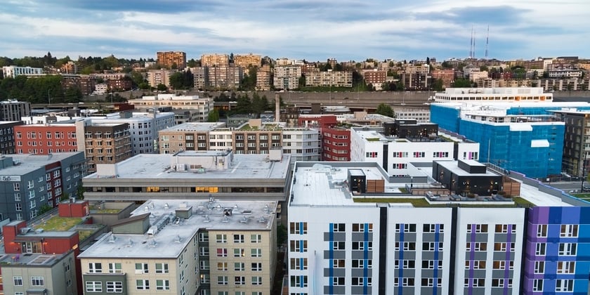 Modern generic urban buildings in downtown Seattle