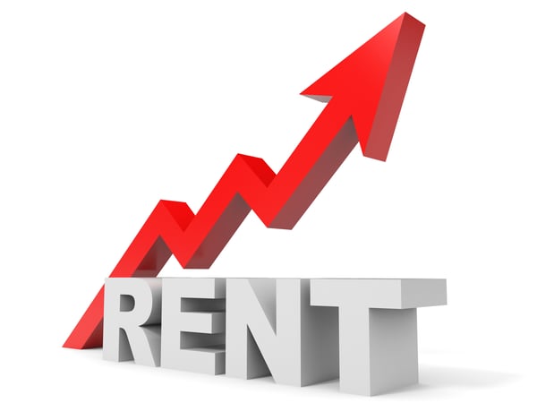 An arrow going up over the word "rent," raise the rent concept. 