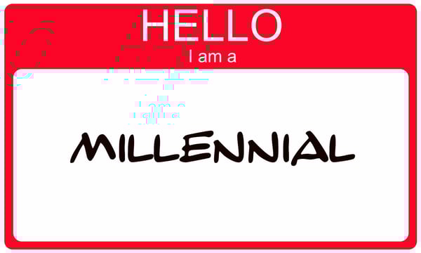 Hello I am a Millennial red name tag concept