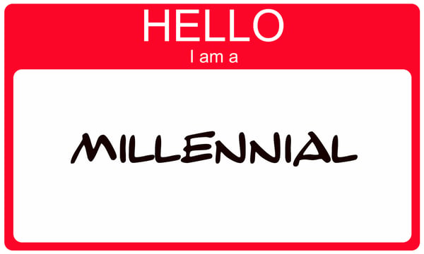 Hello I am a Millennial red name tag concept