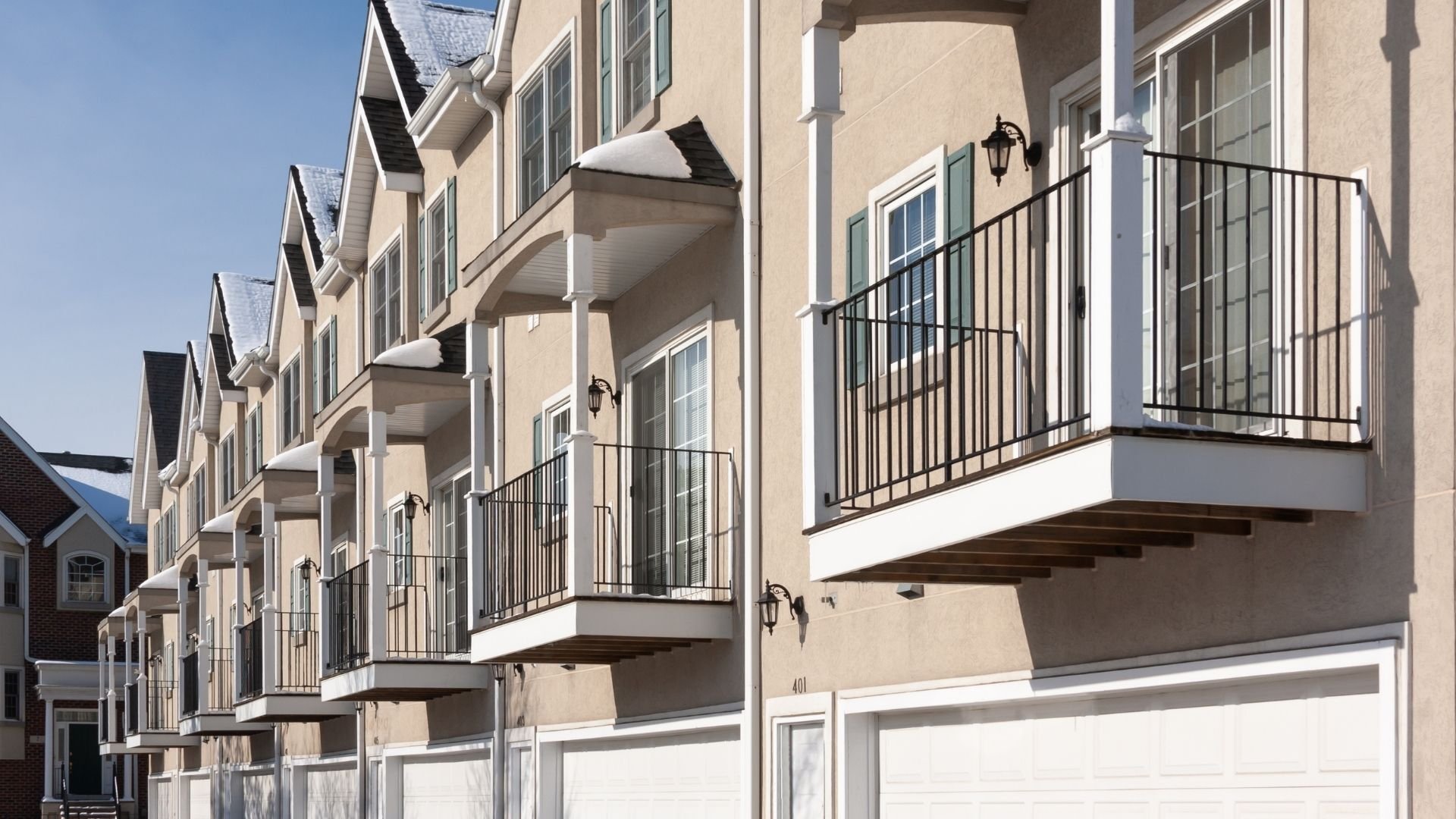 Row of Apartment Condominiums Balconies
