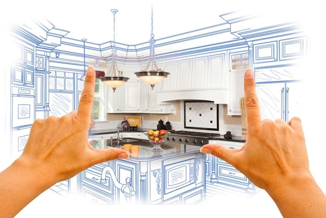 Hands Framing Custom Kitchen Design Drawing and Photo Combination (R) (S)