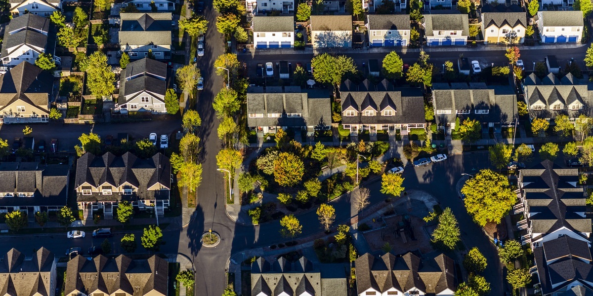 Aerial view of Seattle neighborhood, Washington, United States