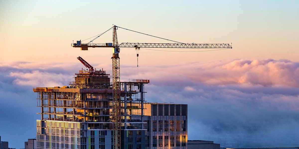 Construction cranes over Seattle, WA