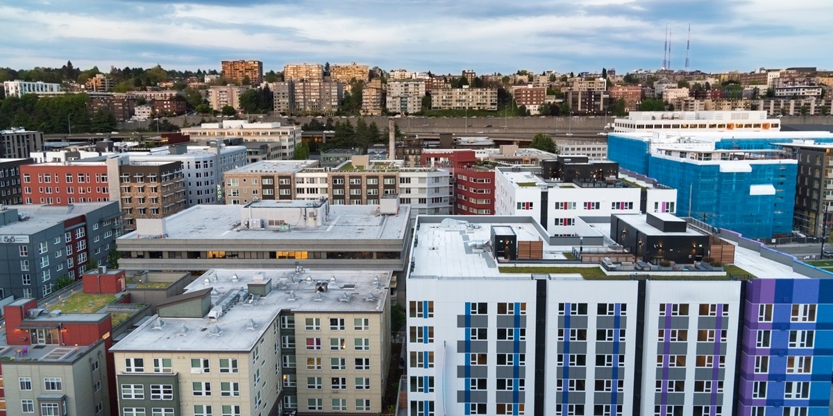 Modern generic urban buildings in downtown Seattle
