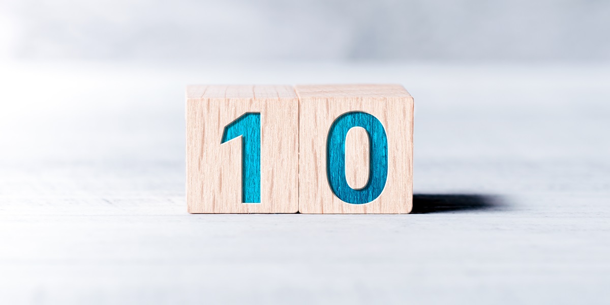 Number 10 Formed By Wooden Blocks