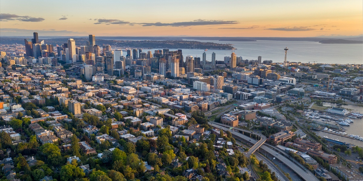Drone Aerial footage of the Seattle