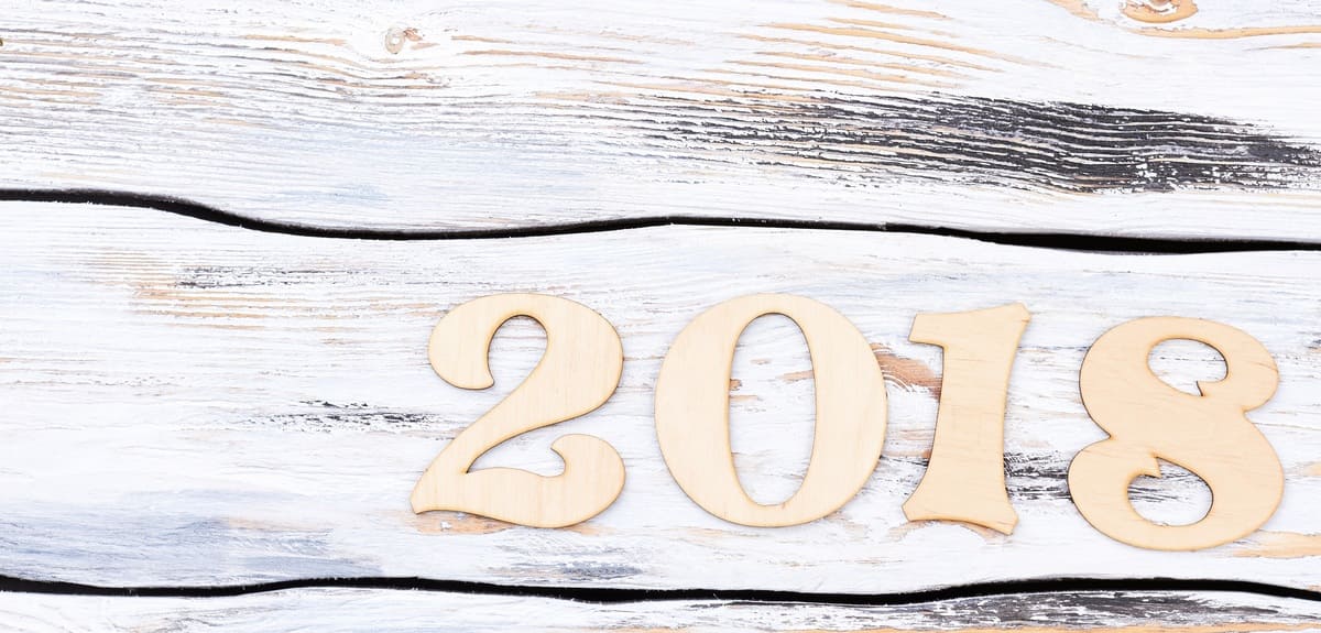 Wooden 2018 on a wooden background